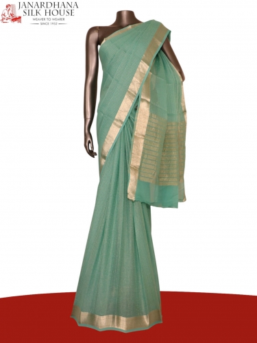 Pure Checks Zari Georgette Silk Saree